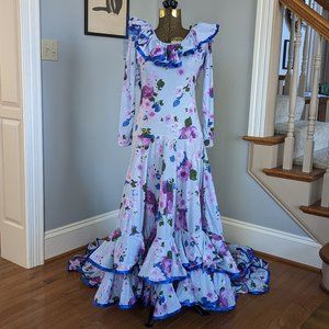 Floral Blue Purple Flamenco Dress